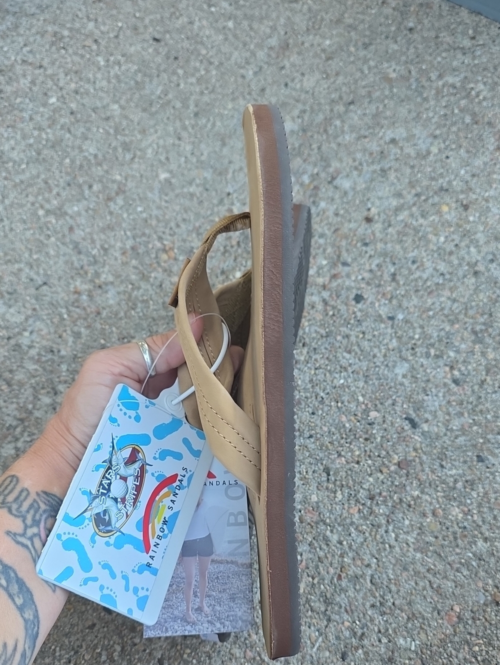 NWT Rainbow 301 ALTS Leather Sierra Brown Single Arch Flip Flops - Picture 3 of 11